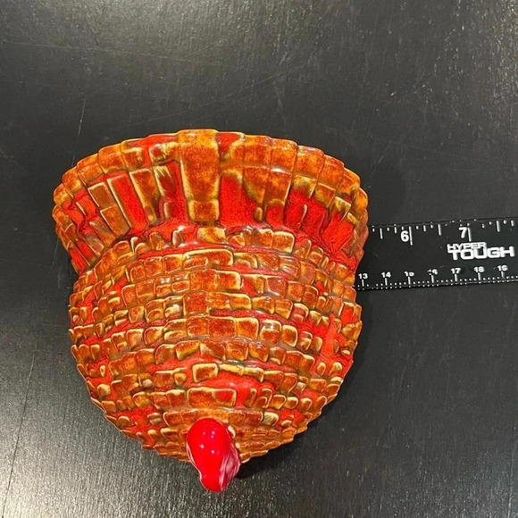 Vintage 80s Hand Painted Ceramic Turkey Covered Thanksgiving Dish - Picture 7 of 11